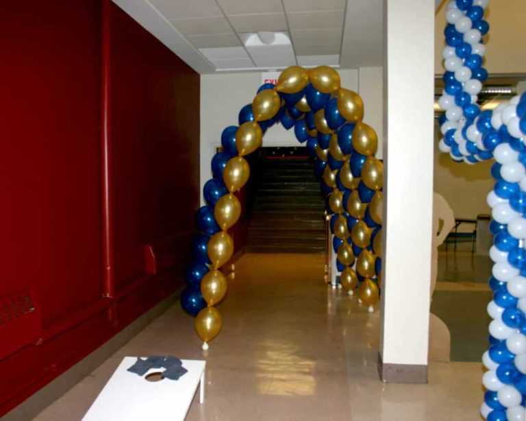 Blue Gold Linking Arches - Balloons By Design